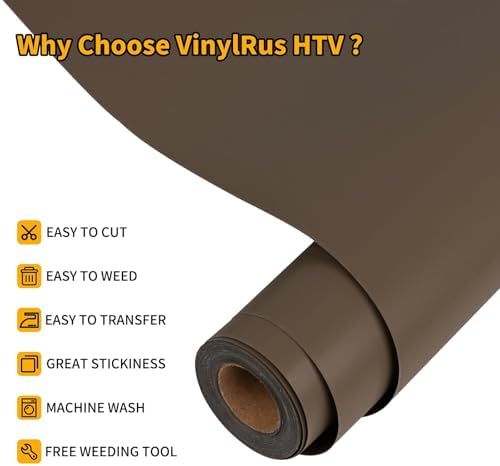 VinylRus Heat Transfer Vinyl, Light Brown, 12" x 20ft