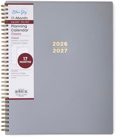 Blue Sky 2026-2027 Weekly & Monthly Academic Planner, 8.5"x11", Silver