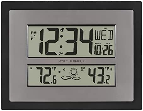 La Crosse Technology 512-65937 Black Atomic Digital Clock with Temperature