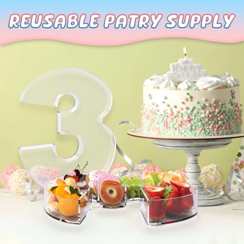 11" Acrylic Number Charcuterie Board Box, Reusable Fillable Number Cake Candy Dish Display Serving Tray for Birthday Anniversary Party Decoration (3)