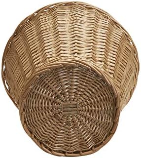 Household Essentials Willow Wicker Waste Basket, Medium, Handwoven with Built-in Plastic Liner, Durable and Attractive Weave, Tapered Design, Compact, Easy to Clean, Natural