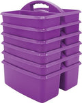 Teacher Created Resources Purple Portable Plastic Storage Caddy 6-Pack for Classrooms, Kids Room, and Office Organization, 3 Compartment