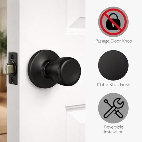 Design House Terrace Passage Door Knob, Matte Black