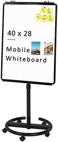 VIZ-PRO ECO Magnetic Mobile Whiteboard/Flipchart Easel, Black, 28 X 40 Inches