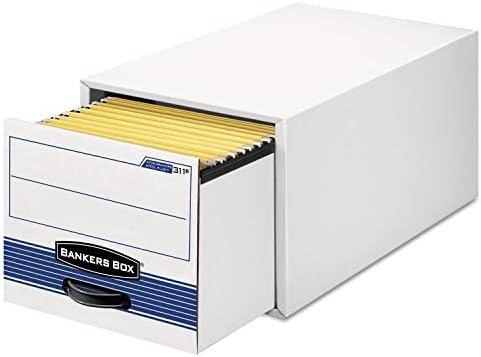 Bankers Box 6 Pack STOR Extra Space Saving Filing Cabinet, Stacks 5 High, Letter, White/Blue