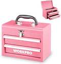 WORKPRO Portable Mini Metal Tool Box with 2 Drawers