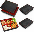 Teenyyou 4 Pcs 12 x 9.5 x 2.2 inches Japanese Bento Box Adult 6 Compartments Divided Japanese Food Presentation with Greaseproof Restaurant Bento Tray Sushi Tray Gift for Sushi Home Restaurant