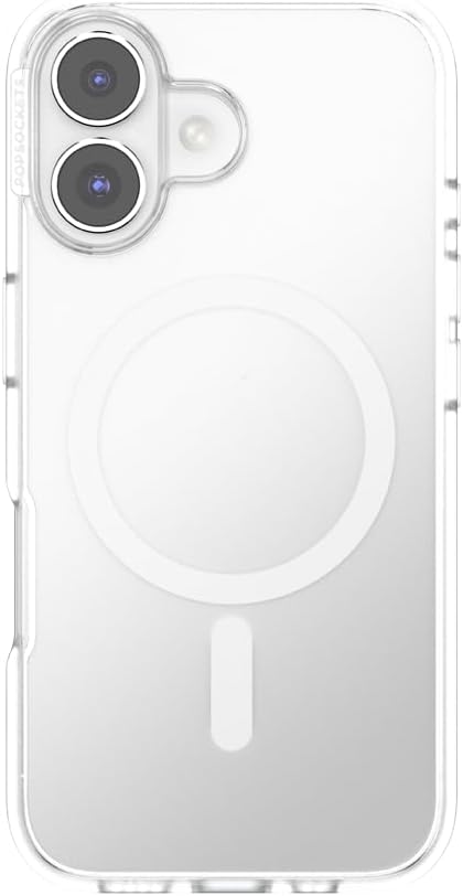 PopSockets iPhone 16 Phone Case with MagSafe- Clear | Magnetic, Wireless Charging, Camera & Drop Protection, Clear, Translucent, iPad, Removable, Popper