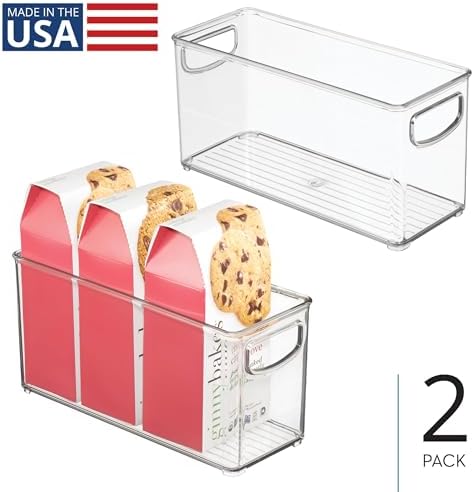 iDesign Plastic Stackable Pantry Bin, Set of 2, Clear