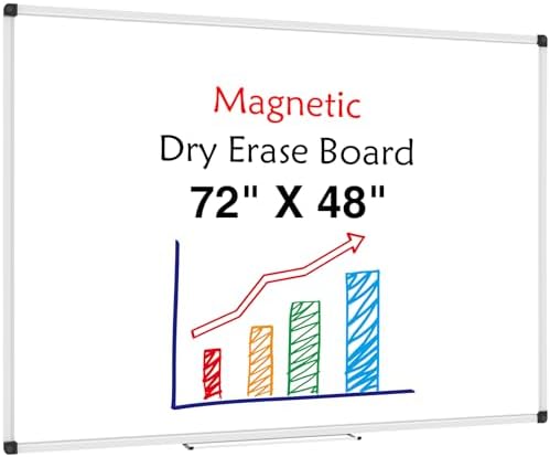 XBoard Magnetic Dry Erase Board 72 x 48 Inches Wall-Mounted, 6'x4' Whiteboard with Marker Tray, Aluminum Frame White Board for School Office and Home