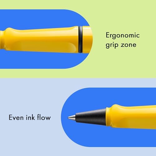 Lamy safari yellow - Rollerball Pen with ergonomic grip & line width M - for pleasant long writing - made of robust ASA plastic - including rollerball refill M 63 in black
