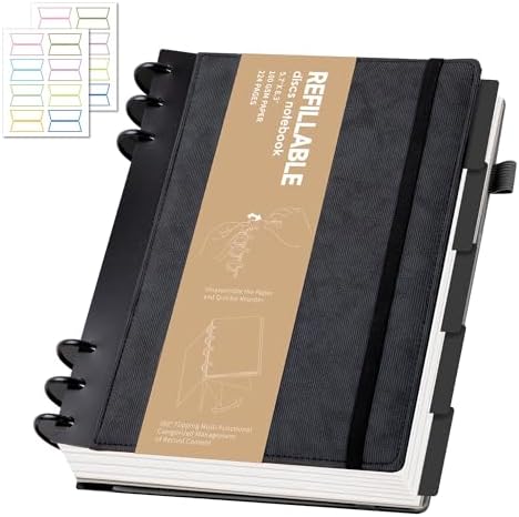Yoment Leather Notebooks for Work Refillable 224 Page Lined Journal for Men