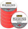 Scotch Expressions Masking Tape, .94 in x 20 yd, 6 Rolls, Primary Red