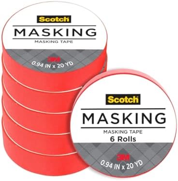 Scotch Expressions Masking Tape, .94 in x 20 yd, 6 Rolls, Primary Red
