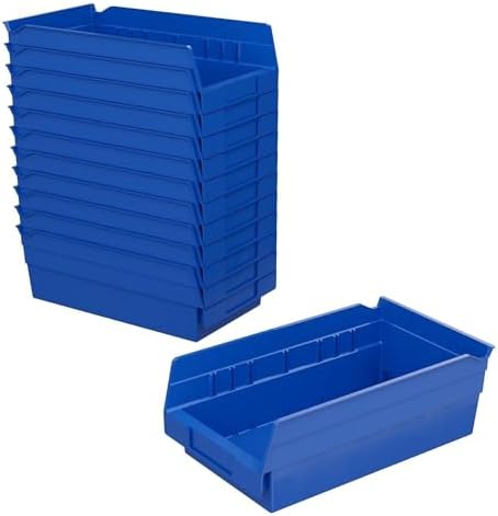 Akro-Mils 30130 Heavy Duty Plastic Shelf Bins, 12"x 6.5"x 4", Blue, 12-Pk