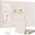 Lifewit 36"x 24" Felt Bulletin Board with Self-Adhesive, 6 Pack Cork Board Alternative for Walls, Large Pin Board Vision Board Message Board with 30 Pushpins for Office Decor, Room Decor, Oatmeal