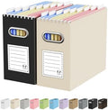 Oterri Portable Collapsible Cardboard File Box with Handle for Letter-Size | 2-Pack. Stainless Steel Handle. Label Stickers Included. Fits Letter Folders (Not Included). Home, Office, School, Dorm, Tax.
