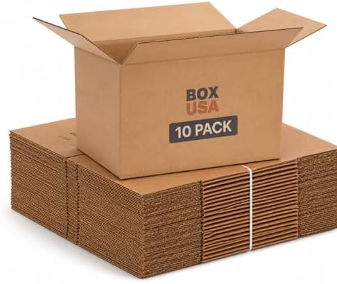 BOX USA Moving Boxes Holds 65lbs, 22"L x 17"W x 12"H (10-Pack) Large - Corrugated Cardboard Box for Shipping, Mailing, Packing, Packaging and Storage