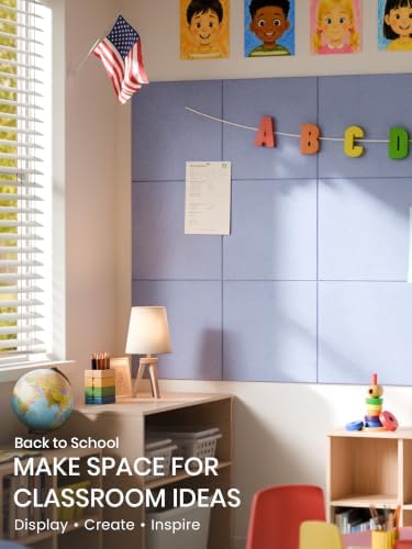 Bumusty 48"x 36" Large Felt Bulletin Board Tiles, Soft Periwinkle