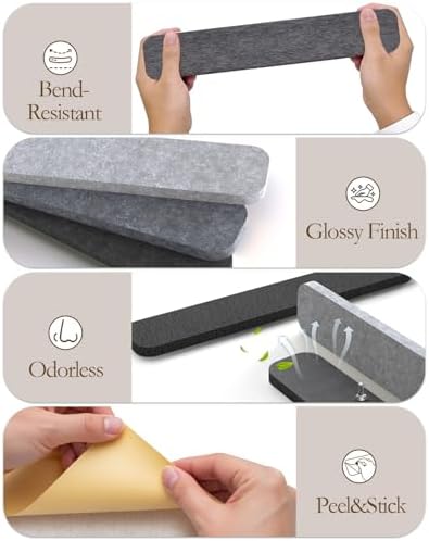JBER Felt Strip Board 13" x 2", 5 Pack Cork Board Alternative, Dark Gray