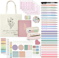 Jutom 110 Pcs Bible Study Supplies Bible Journaling Kit with Canvas Tote Bag Pen Case Notebook Highlighters Pen Sticky Note Tabs Page Markers Stickers Tape for Women Christian Christmas Gift(Pink)