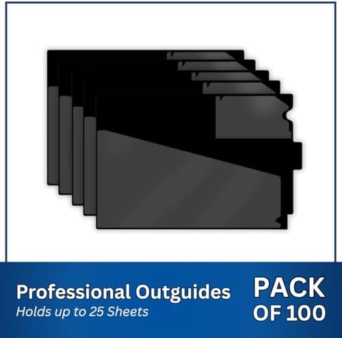 Doctor Stuff - Center Tab Vinyl Out Guides, Diagonal Cut Front Pocket, Top Charge Out Slip Pocket, Plastic File Folder, Letter Size 9" x 13-1/4", Black, 100/Box