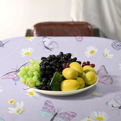 Butterfly Tablecloth, Watercolor Daisy Flowers Rustic Spring Summer Floral Butterfly Table Cover for Indoor Outdoor Patio Party Picnic Wedding Home Kitchen Dinner Table Decor 55x75in