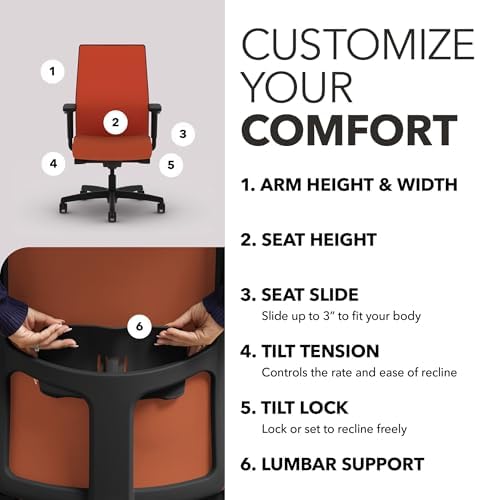 HON Ignition 2.0 Ergonomic Office Chair, Lumbar Support, Salamander