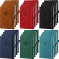 Qeeenar 24 Pack Leather Journals Bulk A5 Hardcover Notebooks, Multicolored