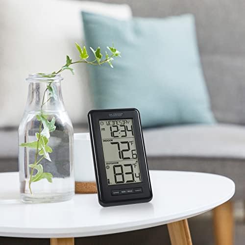 La Crosse Technology 308-43647-INT Digital Black Wireless Thermometer with Indoor Humidity, LCD