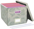 Oterri File Organizer with Lid, File Box, File Cabinet for Letter File Folder Storage, Hanging File Organizer for Office/Decor/Home,Document Organizer, 1 Pack,Leaf Gray-Box Only