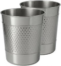 happimess Riley 2 Gal Hammered Steel Bin 10" H, Polished Steel, Set of 2