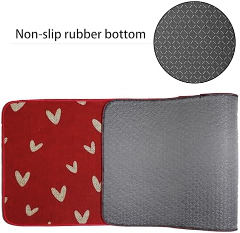 Valentine's Day Heart-Shaped Kitchen Carpet and mat Set, Two-Piece Kitchen Home Decoration, Happy Home Decoration on The Floor - Approximately 16x28 and 16 * 48Inch Dark red