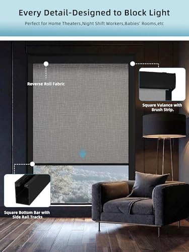 SmartWings Motorized Smart Roller Shades, 100% Blackout Safari Smoke