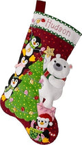 Bucilla Felt Applique 18" Stocking Making Kit, Arctic Tree Trimmers, Perfect for DIY Arts and Crafts, 89741E