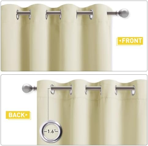 NICETOWN Sound Barrier 100% Blackout Divider Curtains 84", Noise, Heat and Cold Blocking Drapes with Felt Fabric Lining for Noise Reducing/Nursery/Daytime Sleep/Bedroom (Beige, 2 PCs, 52" Wide)