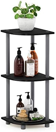 Furinno Turn-N-Tube Toolless Assembly 3-Tier Storage Shelves, Black