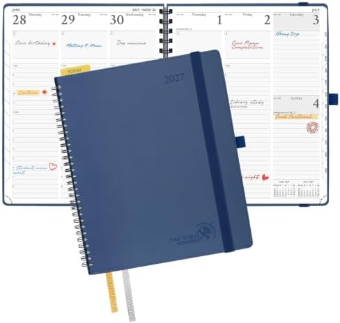 POPRUN 2027 Planner, 8.5'' x 10.5'', Weekly and Monthly Daily Calendar Book