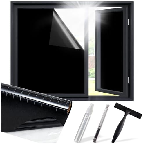 SUNBABY Blackout Window Film, 100% Light Blocking Static Cling, 23.6"x78.7"