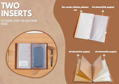InnoBeta Coffee gifts Leather Journal Notebook with Pen, for Coffee Lovers, Men, Women on Birthday, Refillable Sketchbook, Travel Diary, Lined Planner, 7x5 Inches, Brown