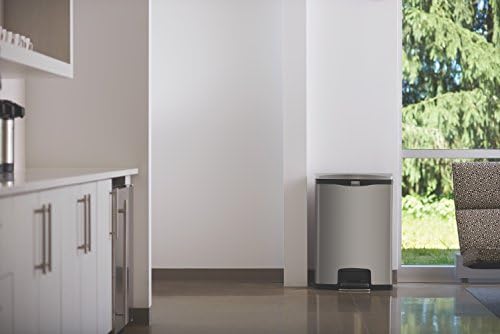 Rubbermaid Commercial Products Slim Jim Front Step-On Trash Can Stainless Steel 24 Gallon Black Indoor/Outdoor Waste Container for Office/Hospital/Mall/Kitchen