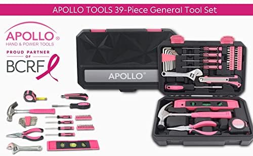 Apollo Tools 39 Piece General Household Tool Set, Pink DT9711P