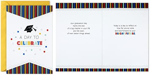Hallmark 13" Large Graduation Gift Bag with Greeting Card and Tissue Paper (Black, Red, Blue, Holographic) for High School, College, Law School, Nursing, Kindergarten (Pack of 3)