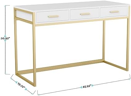 Martha Stewart Ollie 3 Drawer Home Office Desk, White