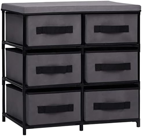 6-Drawer Storage Cabinet Organizer with Steel Frame and Fabric Drawers, Lightweight Minimalist Closet Dresser for Bedroom, Living Room, Hallway, Grey