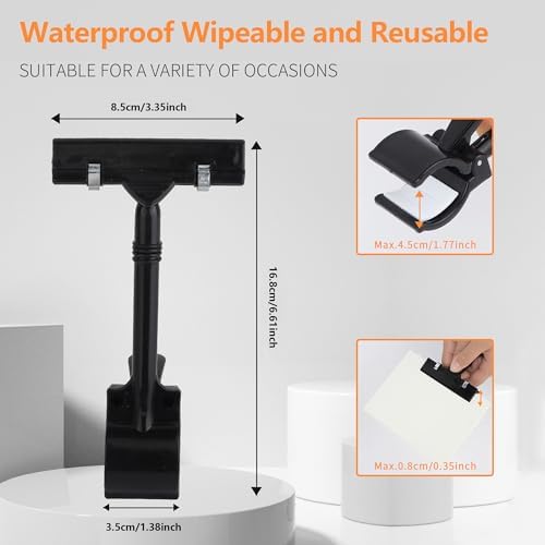 8 Pcs Double Sided Sign Clips, Swivel Sign Holders for Stores, Black& White
