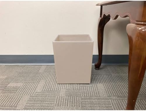 Dacasso Bonded Leather Waste Basket - Luxury Waste Basket (White Latte, 14 QT)