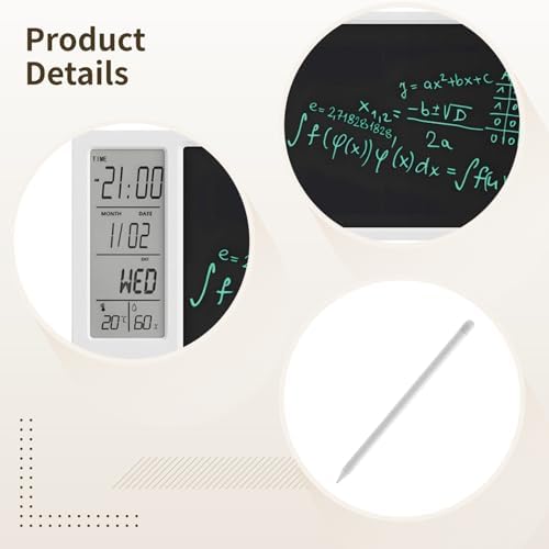 10.3 in LCD Desk Calendar Writing Tablet, Dementia Clock with Note Board, Rechargeable Time Date Temp Display Task Planner, Retirement Gift for Men Women, Includes Stylus