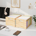 Bamboo Hanging File Organizer, Desktop File Box, Open Top, 2 Pack, Natural | Open-Top Access, 4 Hanging Folders Included, Letter & Legal Files, Sliding Rails, Reinforced Handles, Easy Assembly