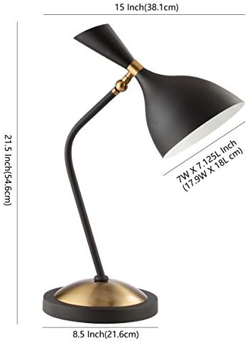 JONATHAN Y Albert 21.5" Mid-Century LED Metal Desk Lamp, Black/Brass Gold